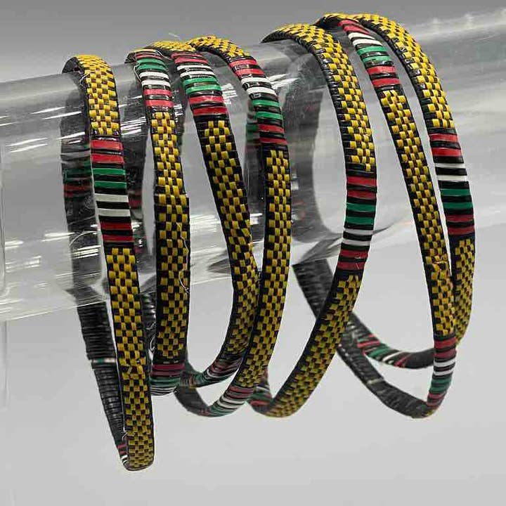 Braccialetto in plastica riciclata Narrow Finest Design - Giallo per la vendita all'ingrosso da parte di The Niger Bend