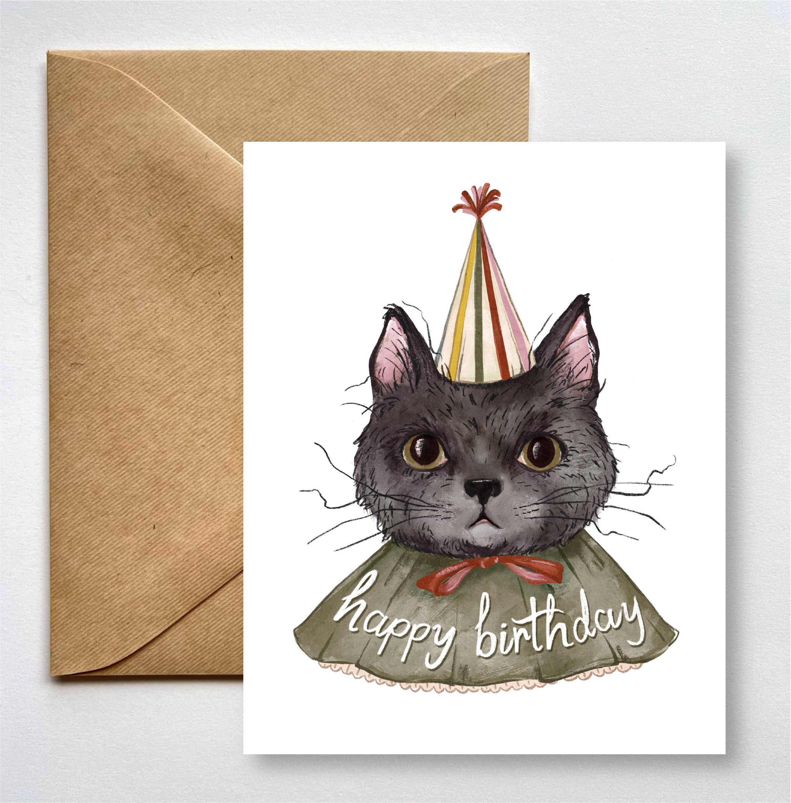 Fox & Fables - Wholesale Birthday Card - Happy Birthday Cat Clown Costume Greeting Card0