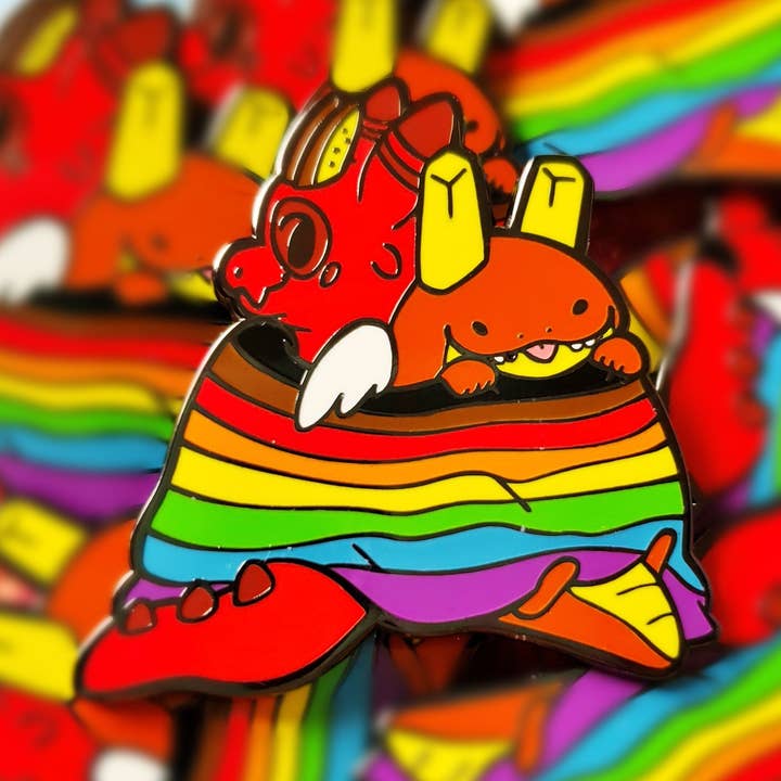 Fry Dragon Pride Flag Enamel Pin for wholesale by Fresh Hot Flavors LLC