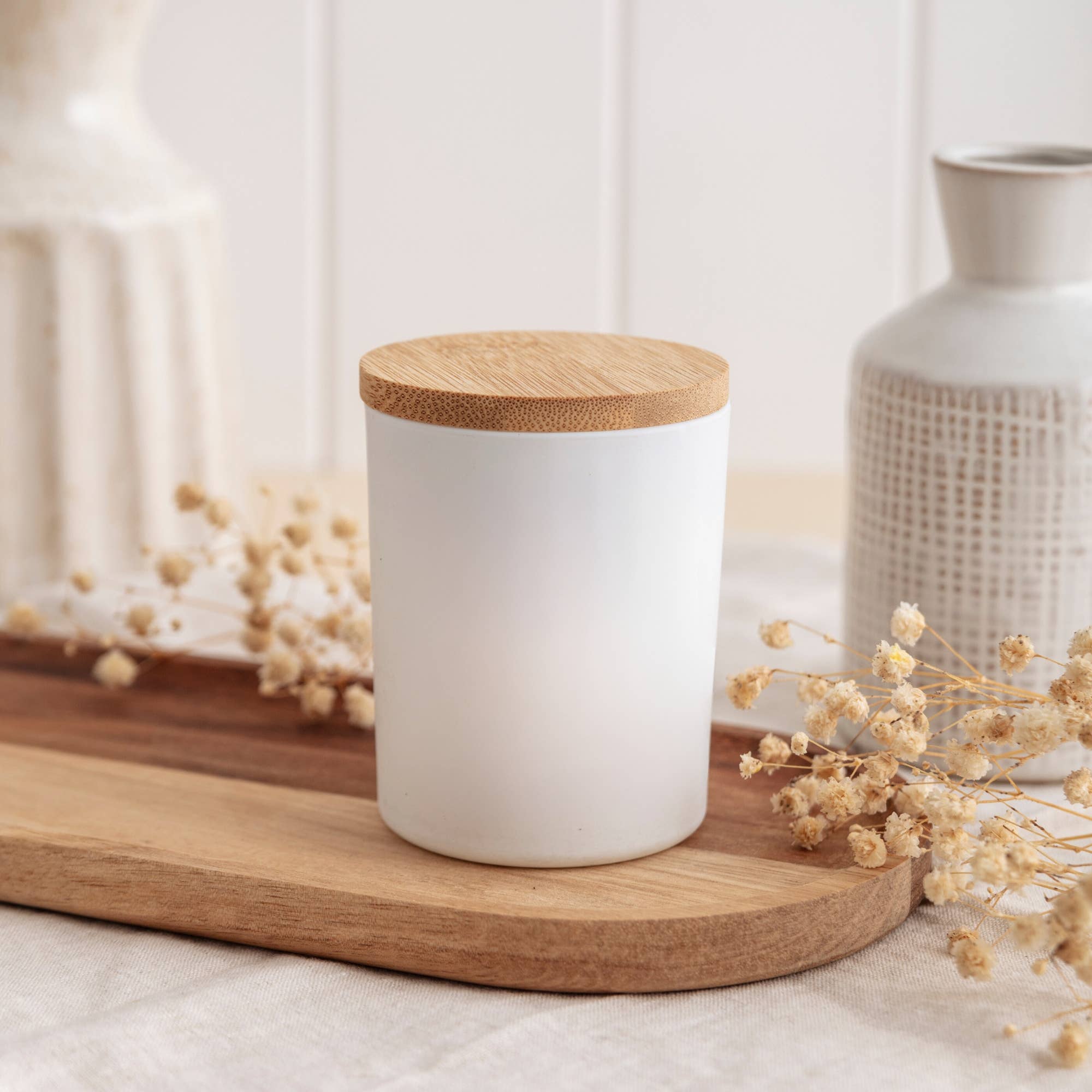 Happy Inky - Vente Bougie en bocal - Bougie végane en cire de soja avec couvercle en bois – pots noirs ou blancs6