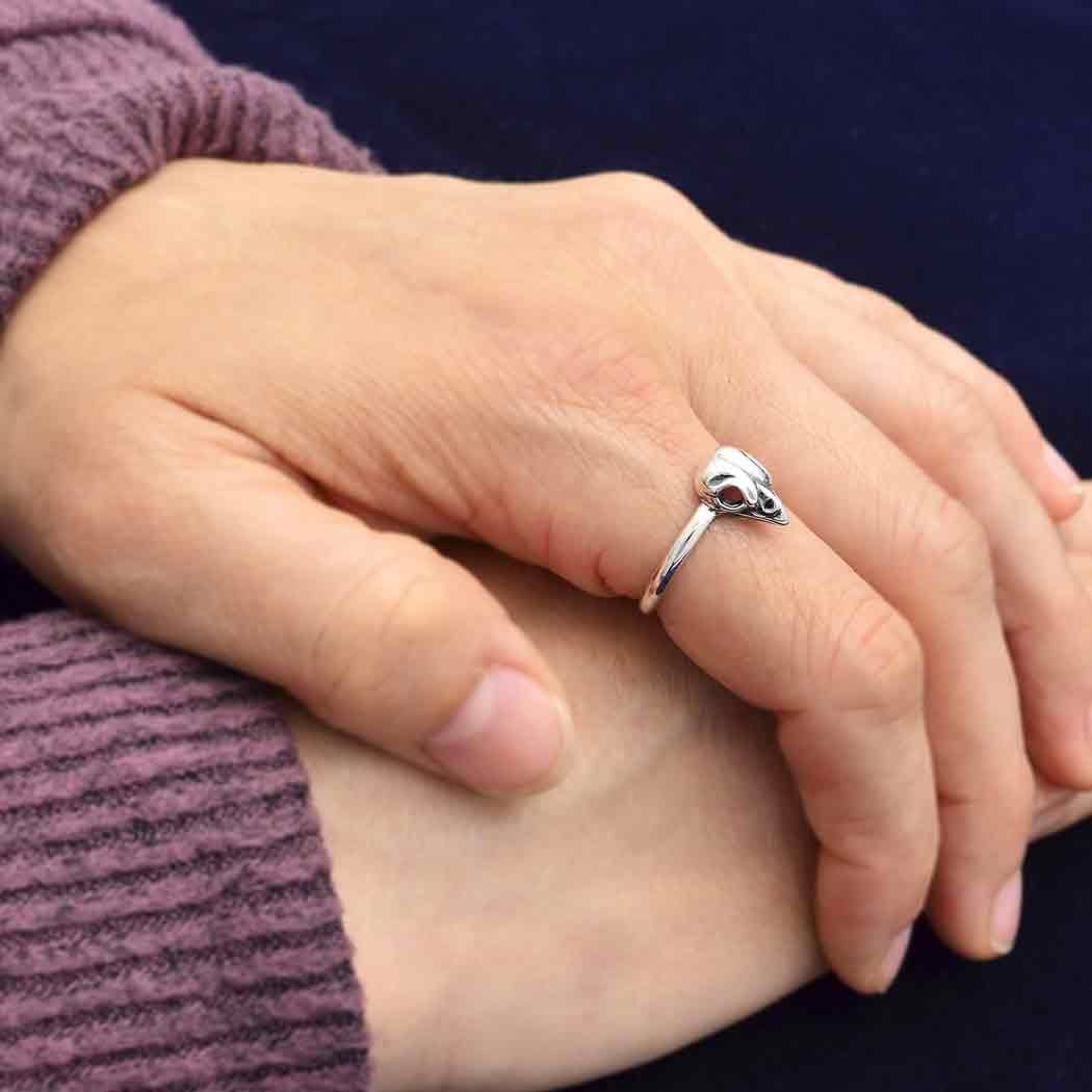 Nina Designs – wholesale Band/stacked ring – Sterling Silver Small Bird Skull Ring1