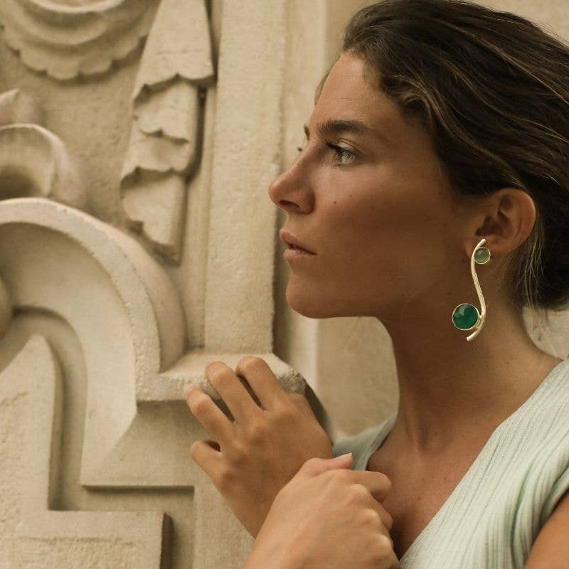 ACUS - Venta al por mayor Pendientes colgantes - Pendientes Isis Pulida Amarillo y Turquesa2