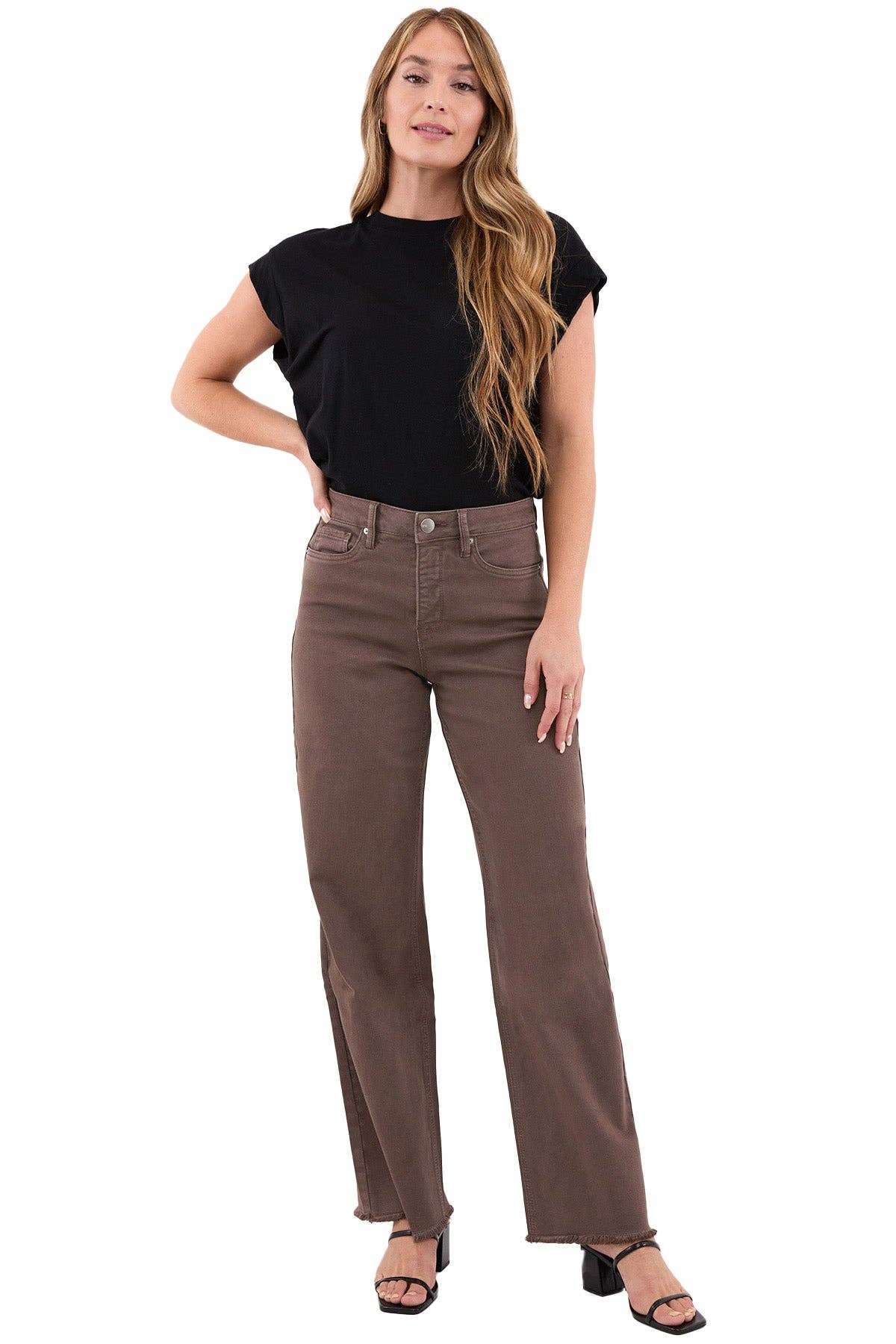 Java Plus Size Chloe High Rise  Frayed Wide Leg Pants for wholesale on Faire5