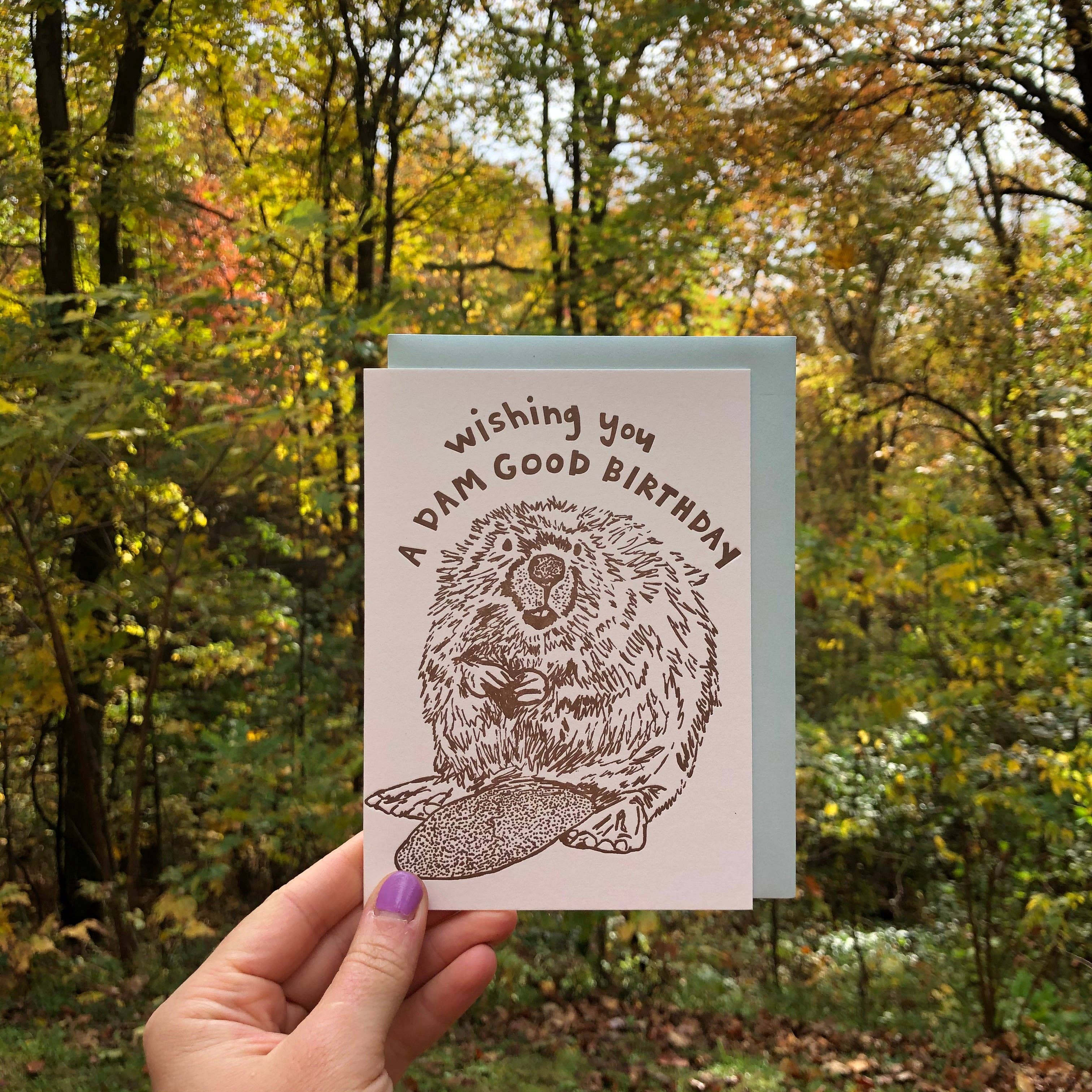 Macon York Press - Wholesale Birthday Card - Birthday Letterpress Greeting Card: Beaver "Dam Good" Birthday1