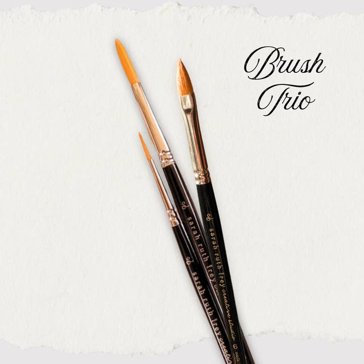 Sarah Ruth Frey - Wholesale Paint/Wax Brush - Mixed Media Paintbrush Trio Set | Watercolor Brushes