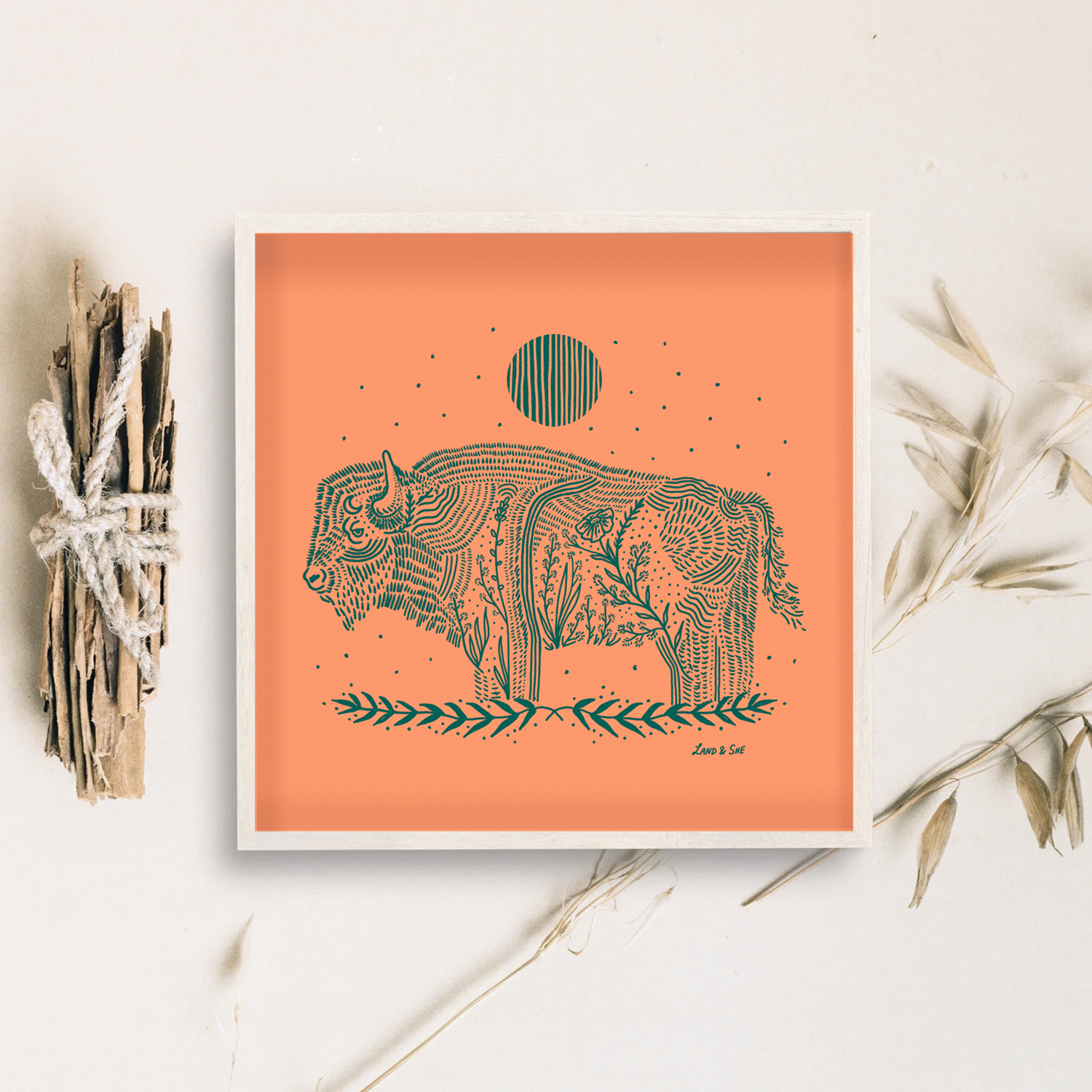 Land & She - Wholesale Art Print - Terra Cotta Bison1