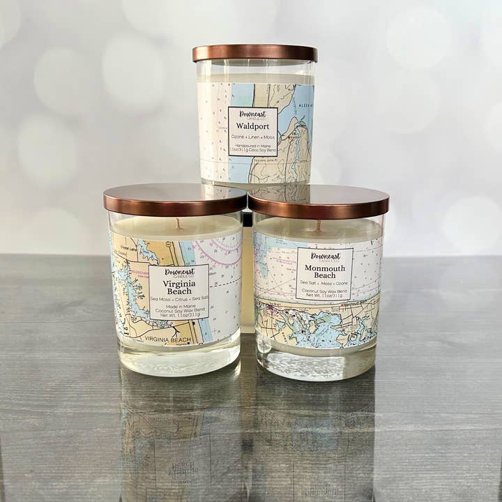 Downeast Candle Company - Wholesale Jar/Filled Candle - Nautical Chart Candles 11 oz