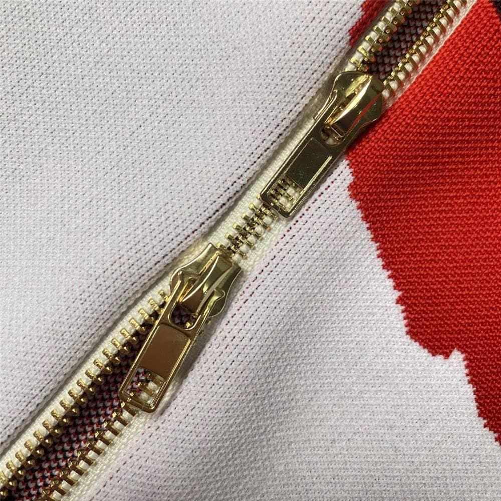 Rød DR0239 Chic Rose Jacquard halterkjole med guldknapper for engroshandel på Faire13