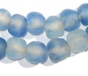 The Bead Chest - Vente Perle - Perles en verre recyclé bleu tourbillon 14 mm1