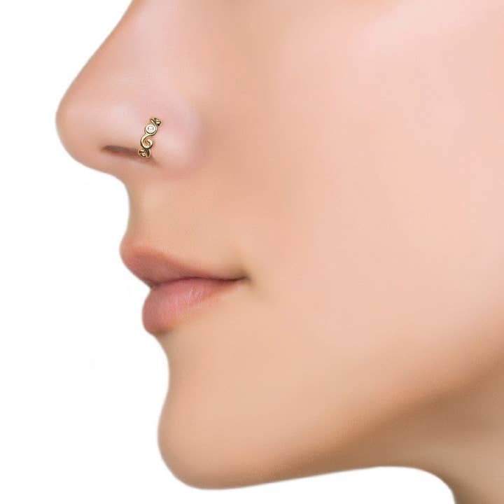 Solid Gold Diamond Swirl Seamless Hoop for wholesale by Umanative Design