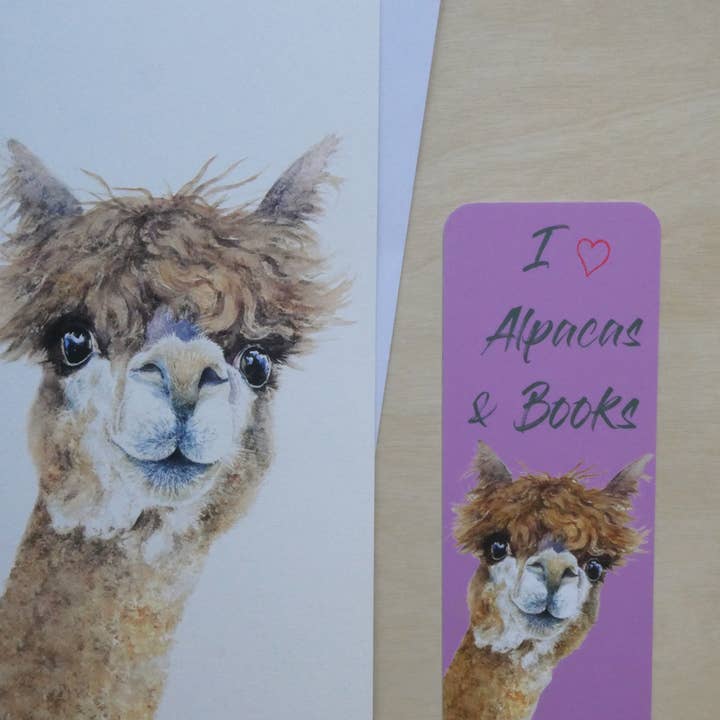 Biglietto d'auguri con segnalibro, Alpaca, Wendy per la vendita all'ingrosso da parte di Field and Fur Gifts