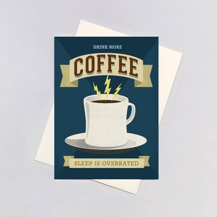 Trink mehr Kaffee - Grußkarte zur Kaffeeabhängigkeit für den Großhandel von Laughing Elephant