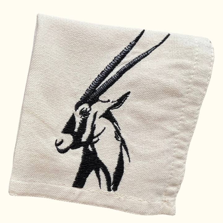 Safari Portraits-Oryx Set of 4 Large Cocktail Napkins for wholesale by Norton and Hodges