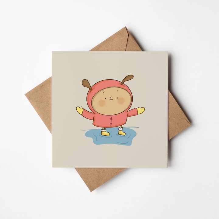 Rainy Day Character Greeting Card for wholesale by Richard Darani