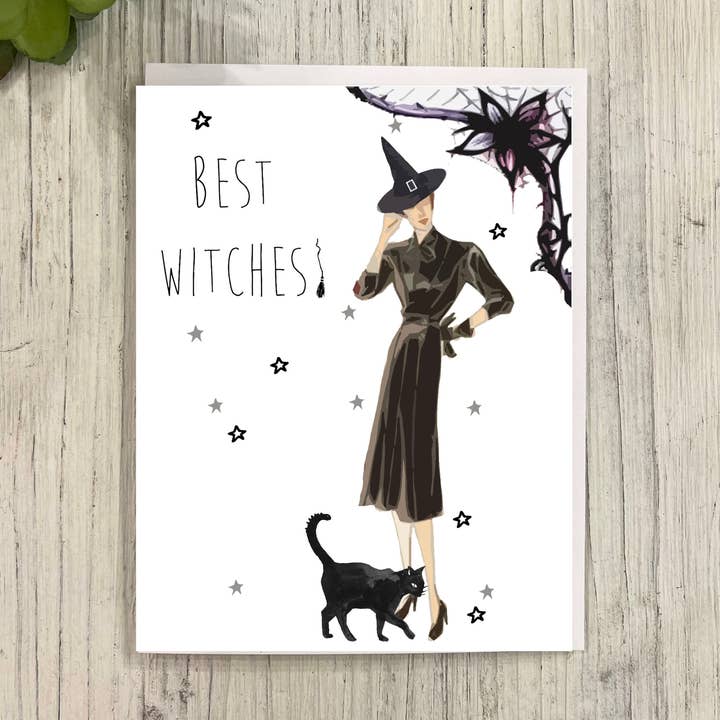 Carte d'Halloween des meilleures sorcières pour la vente par Great Odin's Hellos