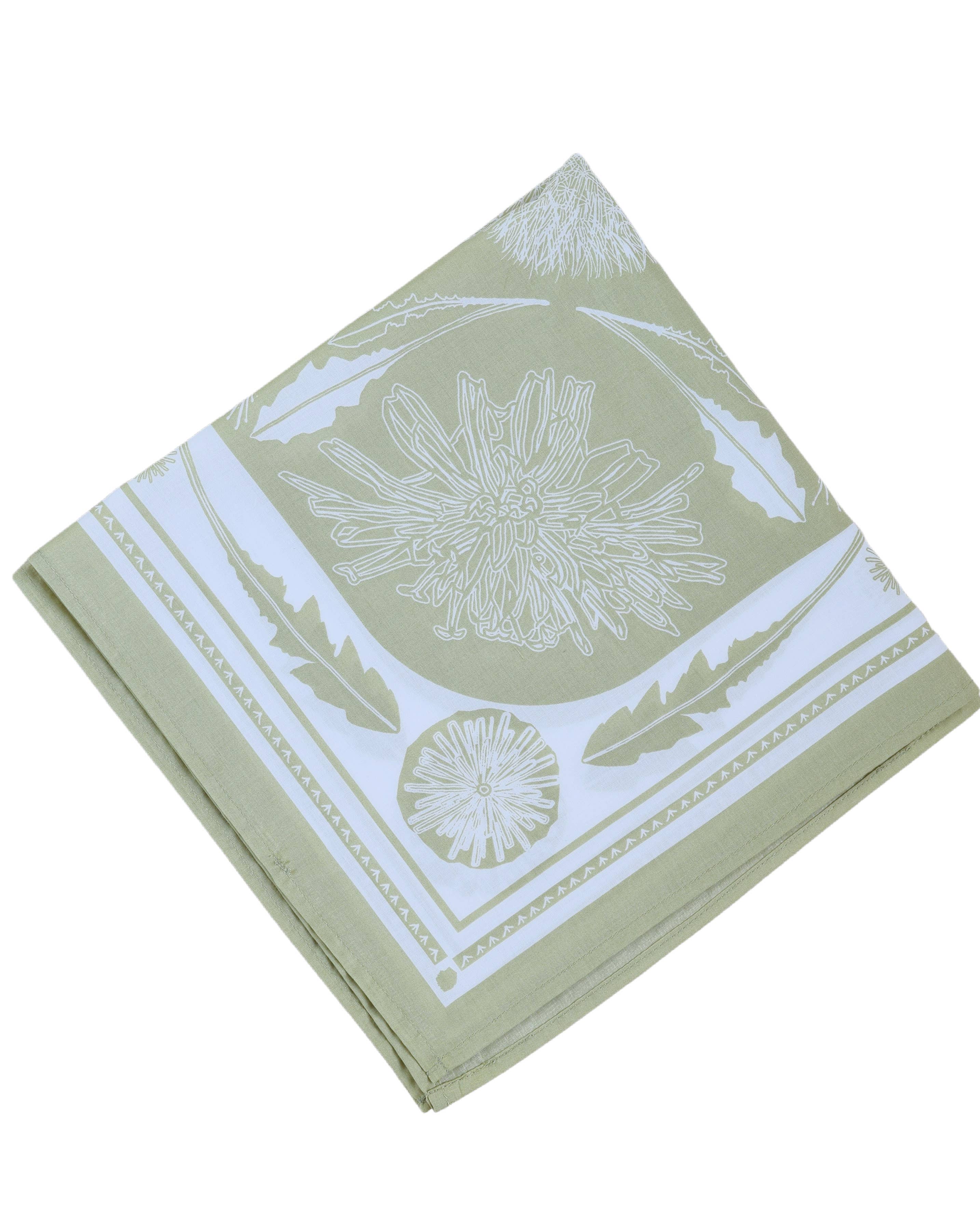 Hearth and Harrow - Vente Bandana – unisexe - Bandana en pissenlit, 100 % coton, imprimé à la main, vert sauge4