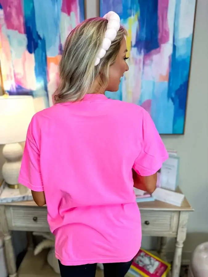 birdie - Wholesale Screen Printed T-Shirt - Women's - Retinol + Vitamin C + Sunscreen Neon Pink Puff Graphic Tee1