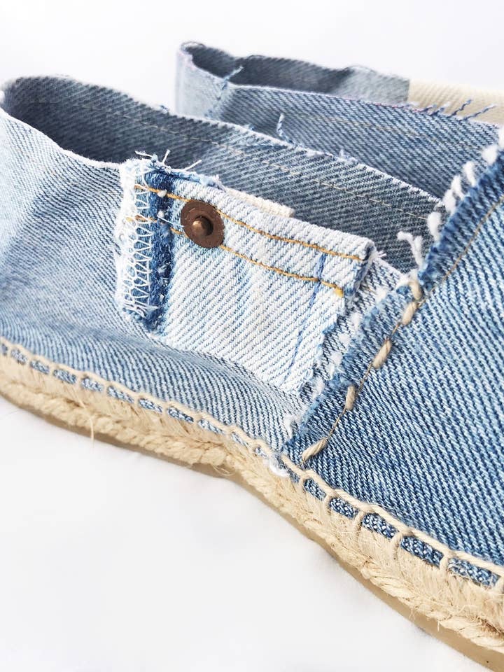 NIETET - handgefertigte Unisex-Espadrilles im Vintage-Levi's für den Großhandel von Le Fanghe