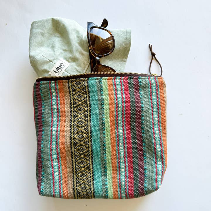 Zipper Pouch - Western Stripe with Chocolate Corduroy Back for wholesale by Blue Corduroy