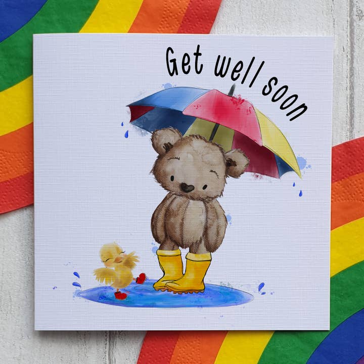 Get Well Soon - Rainbow Umbrella Bear for wholesale by TM Giftware