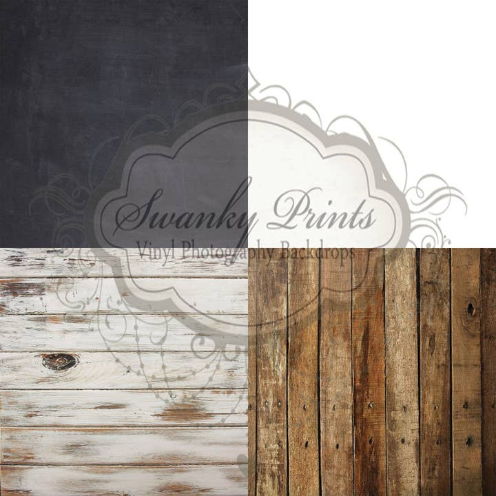 Lot de quatre gouttes de sol en bois mixtes et assorties de 2 pi x 2 pi pour la vente par Swanky Prints
