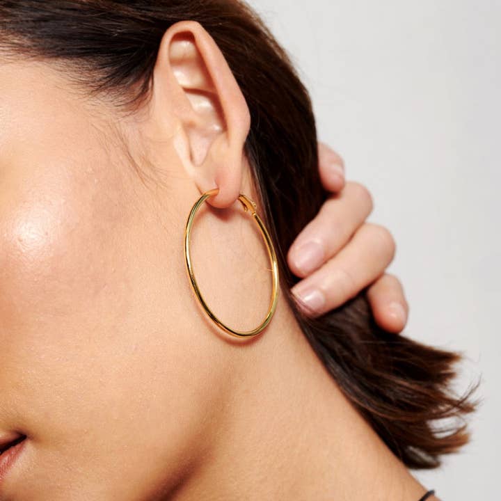 Angels Whisper Accessories - Wholesale Hoop earrings - 50mm Classic Gold Plated Hoops4