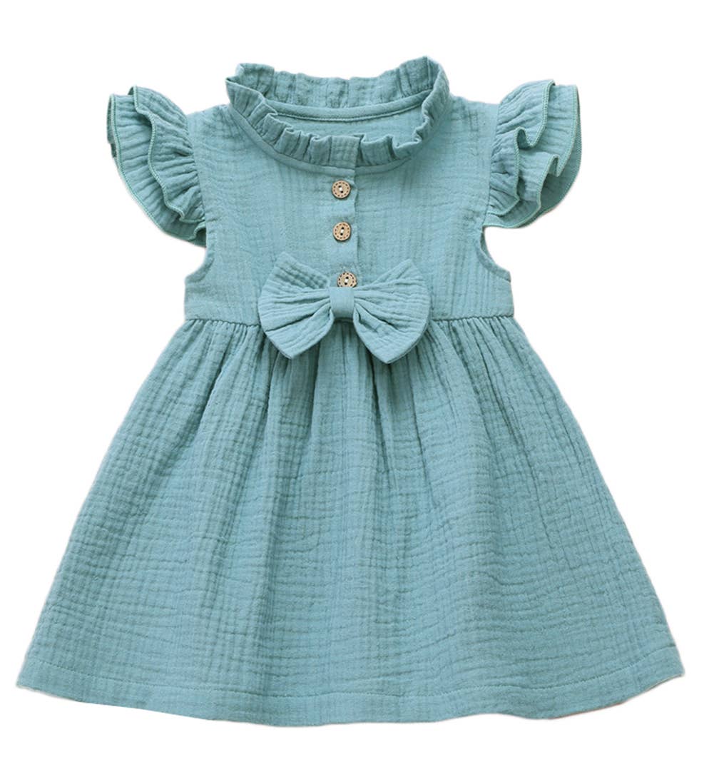 Fennco Styles – wholesale Klänning – Barn – Flutter ärm Stativkrage Bomull Flickklänning0