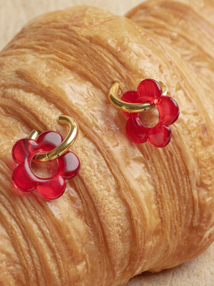 Red Grenadine earrings for wholesale by Les impatientes