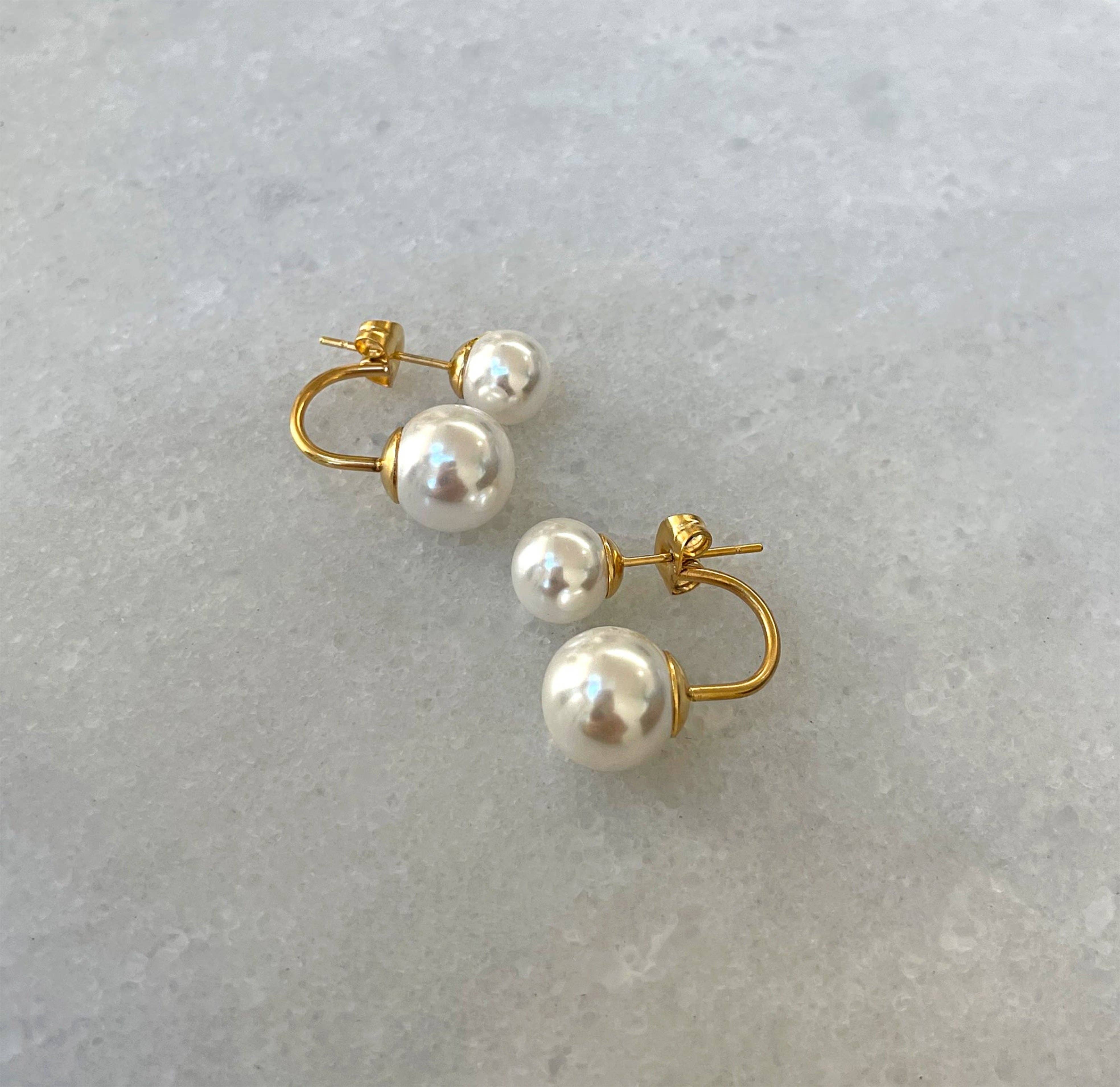 MAI DESIREE – wholesale Stud/post earrings – DION DOUBLE PEARL EAR JACKET STUD EARRINGS0