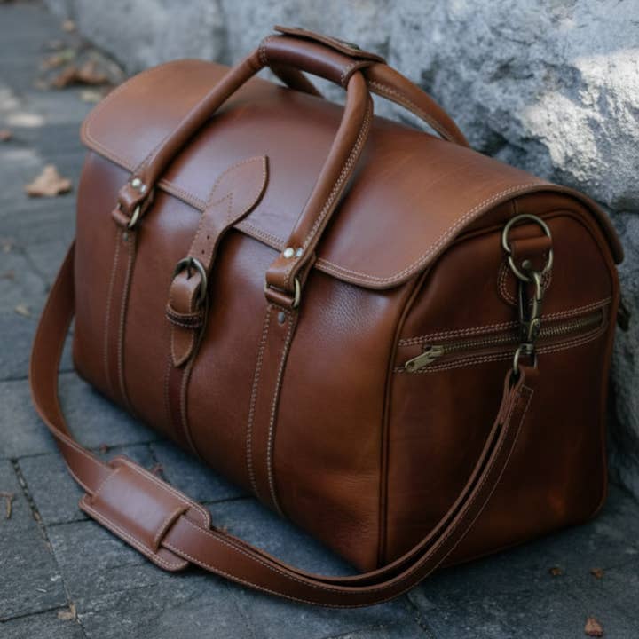 High crafty – wholesale Weekender bag – men's – Full Grain Leather Duffle Bag – Premium Vegetable Tanned Lea2