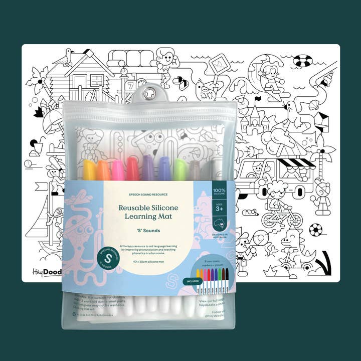 'S' Sounds Speech Therapy Coloring & Doodle Mat for wholesale by HeyDoodle