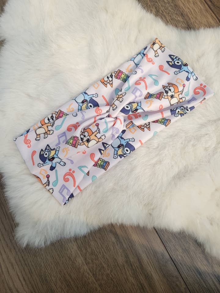 Music Blue Dog Sisters Headband for wholesale by Sew fashionable headbands