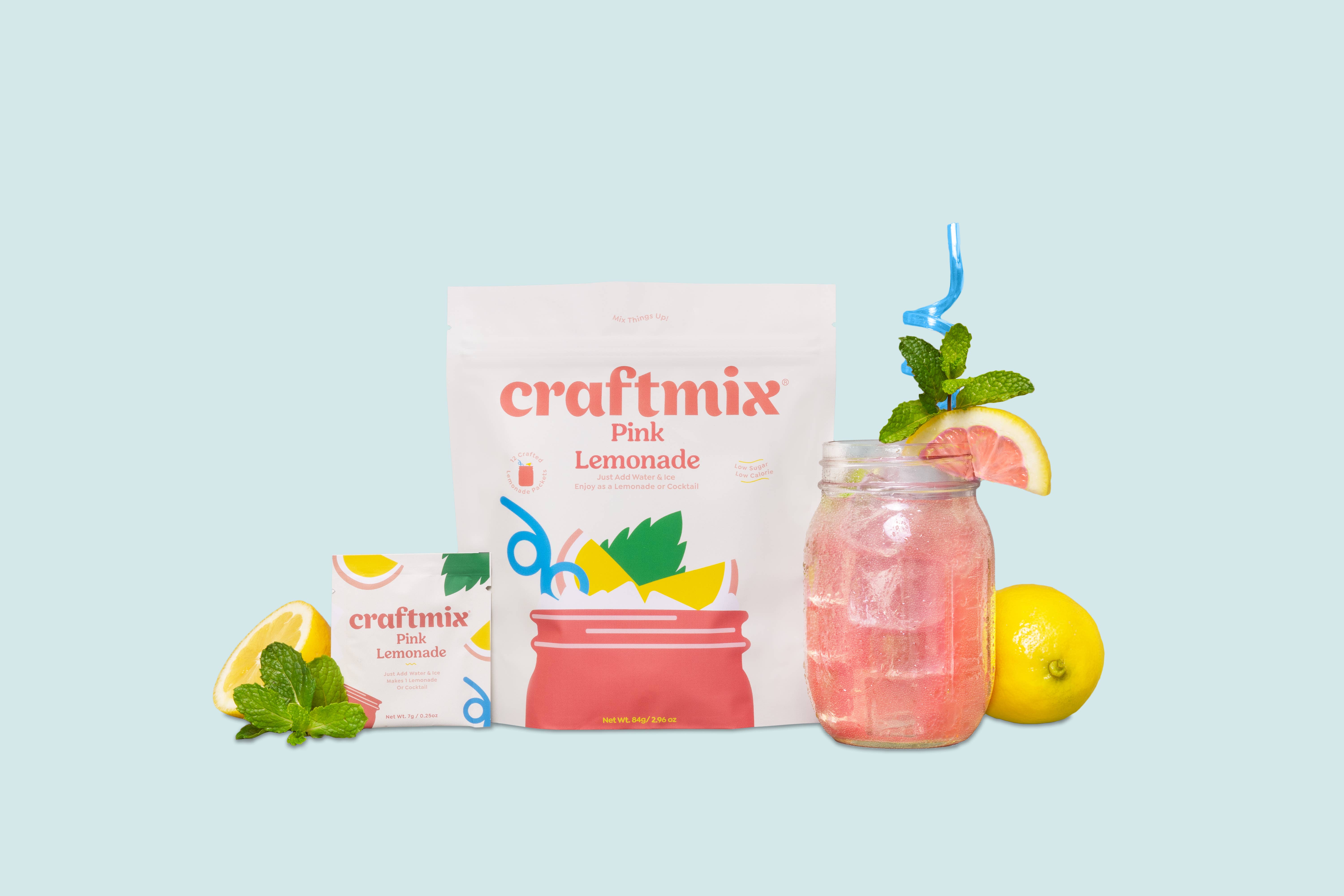 Craftmix – wholesale Cocktail mix/syrup – Pink Lemonade Beverage / Drink Mixer - 12 Serving Multipack0