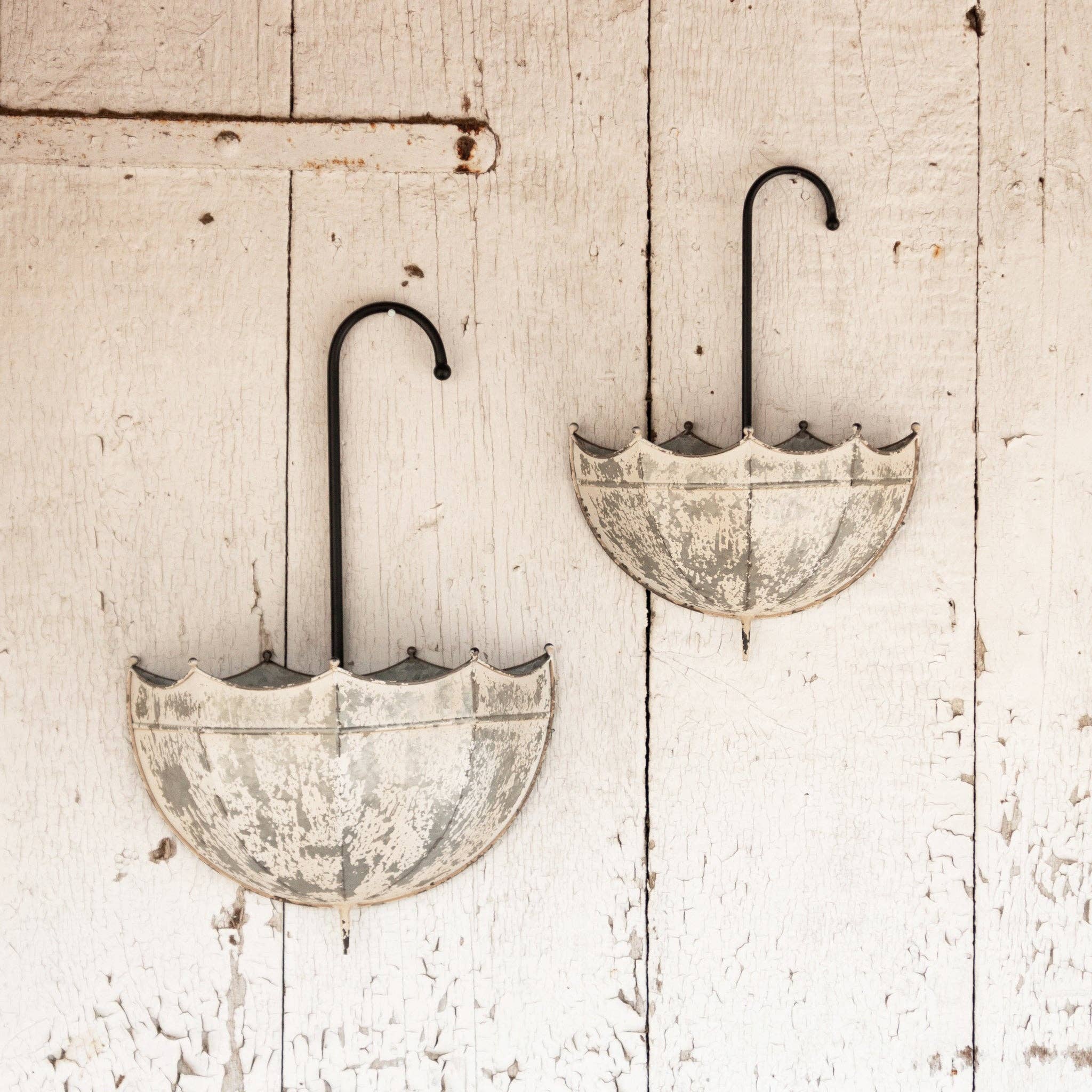 Audrey's Home & Gift - Wholesale Wall Planter - Galvanized Umbrella Wall Planter (Set Of 02)1