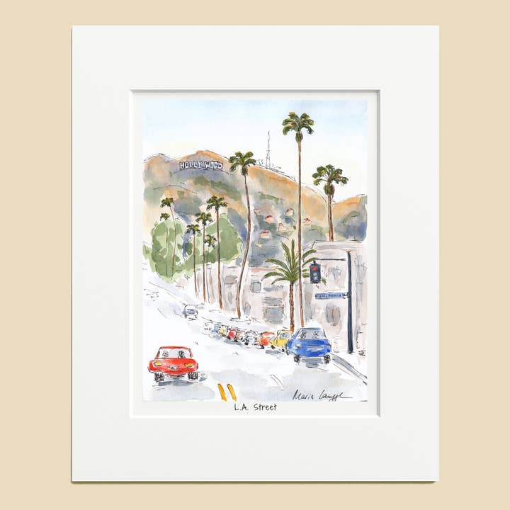 Impression Encadrée Los Angeles Art de la Côte Californienne pour la vente par Maria Langgle