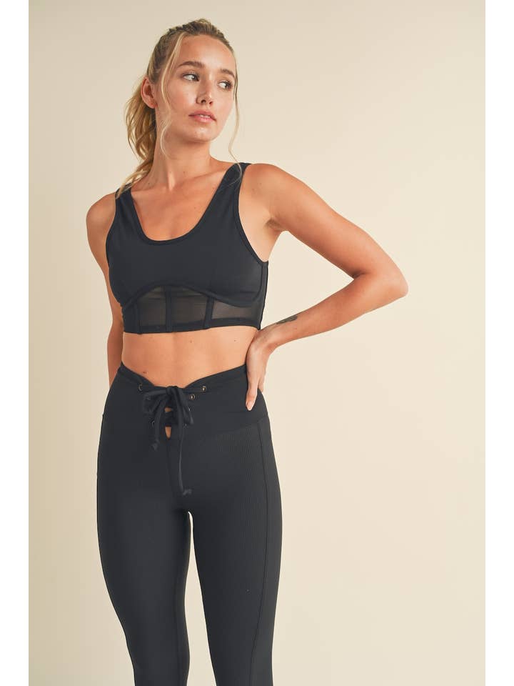 KIMBERLY C - Wholesale Athletic Top - Women's - Bustier Active Top with Mesh Inlays