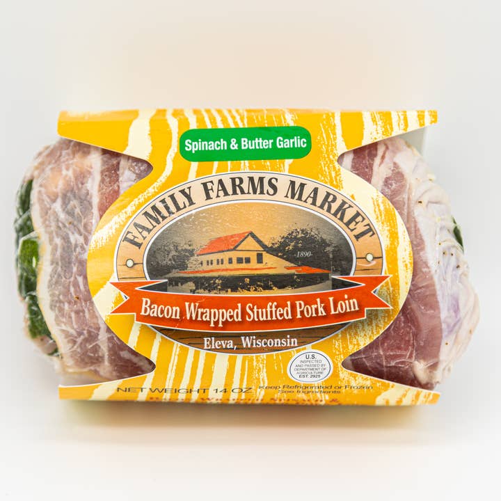 Family Farms LLC - Wholesale Pork - Bacon Wrapped Stuff Pork Loin - Spinach & Garlic Butter2