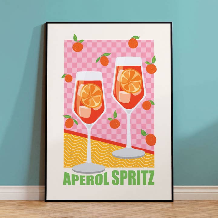 APEROL SPRITZ | RETRO/COLOURFUL COCKTAIL PRINT for wholesale by Penny And Me