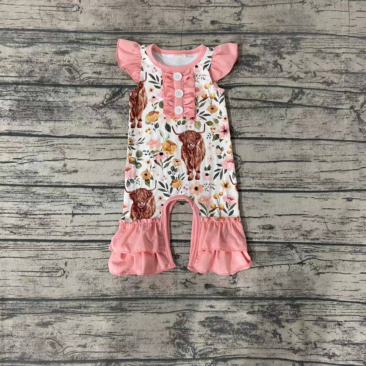 Aier Wholesale - Wholesale Jumpsuit - Baby - Baby girls western cow print romper1