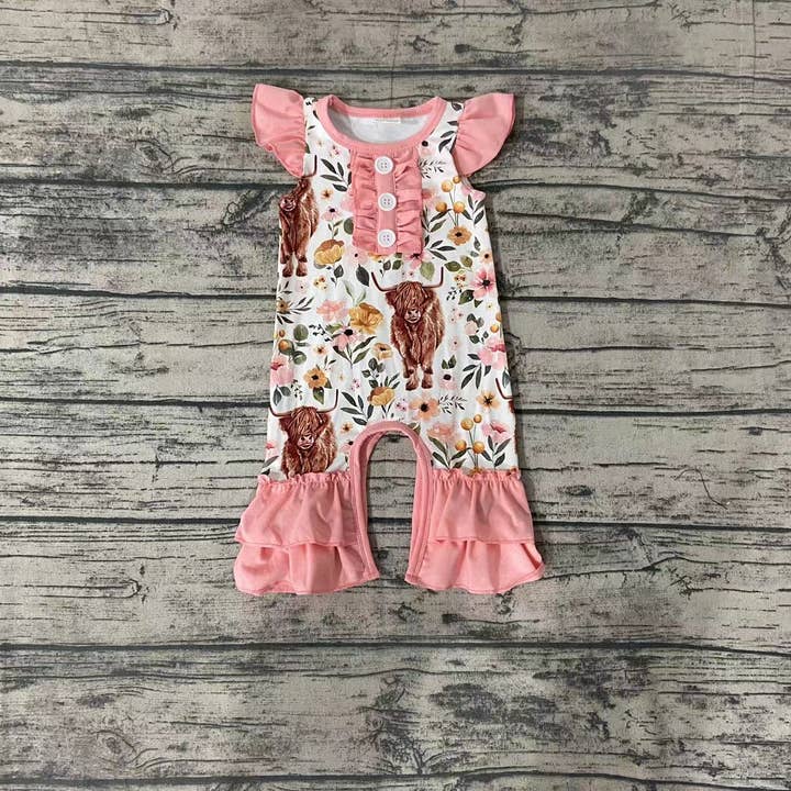 Aier Wholesale - Wholesale Jumpsuit - Baby - Baby girls western cow print romper1