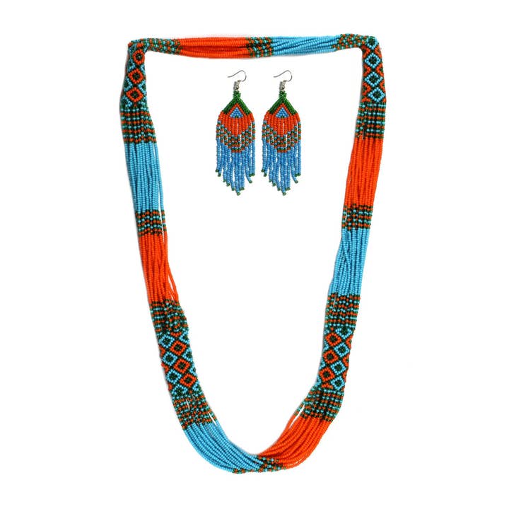 KANGURAH – wholesale Jewellery set – Native American Style Beaded Necklace Earrings Set