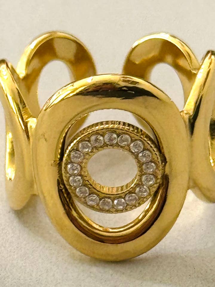 Riku Adjustable Ring w White Zirconias for wholesale by Cassette Barcelona