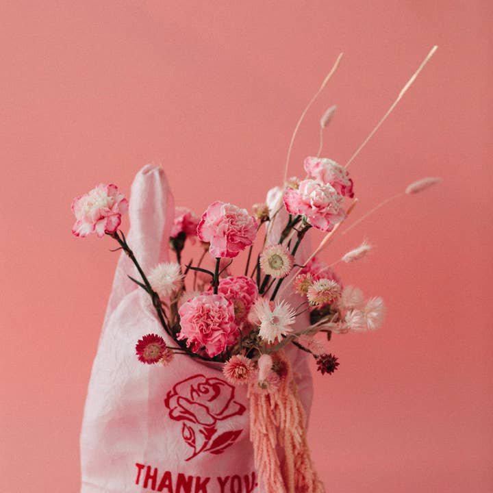 OPEN EDITIONS - Wholesale Grocery/Shopping Bag - Thank You Tote // Rose on Pink // Lauren DiCioccio15