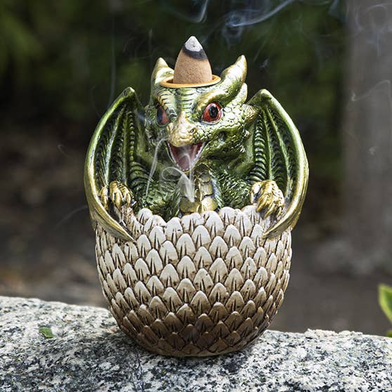 Pacific Trading – Porta-incenso por atacado – Queimador de Incenso de Retorno de Fumo com Ovo de Dragão e Filhote0
