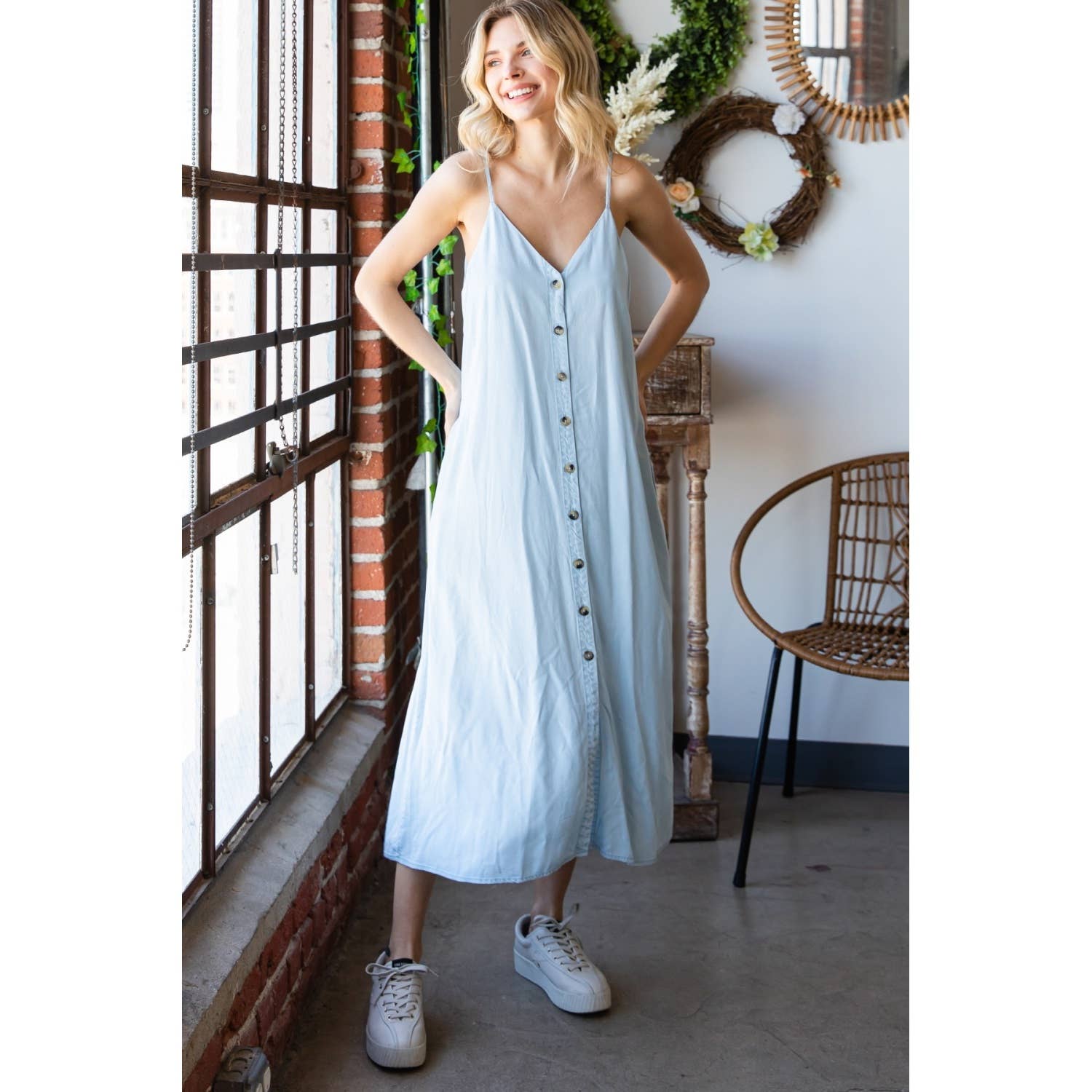 Veveret - Vente Robe – femme - Robe longue en tencel sans manches à bretelles en V10