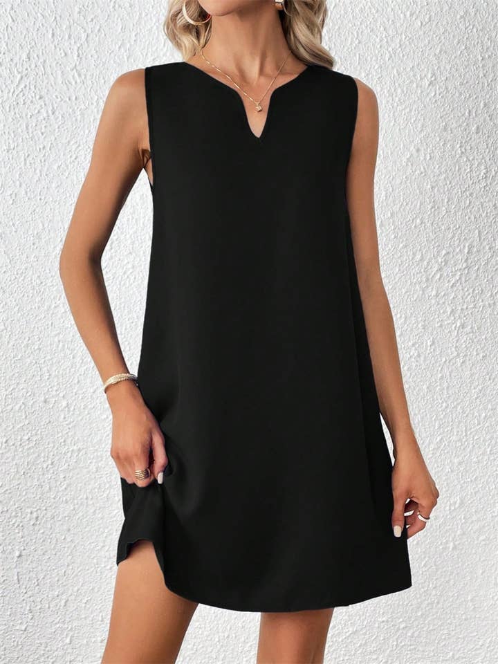 Notched Sleeveless Mini Tank Dress for wholesale by Beyond Apparel
