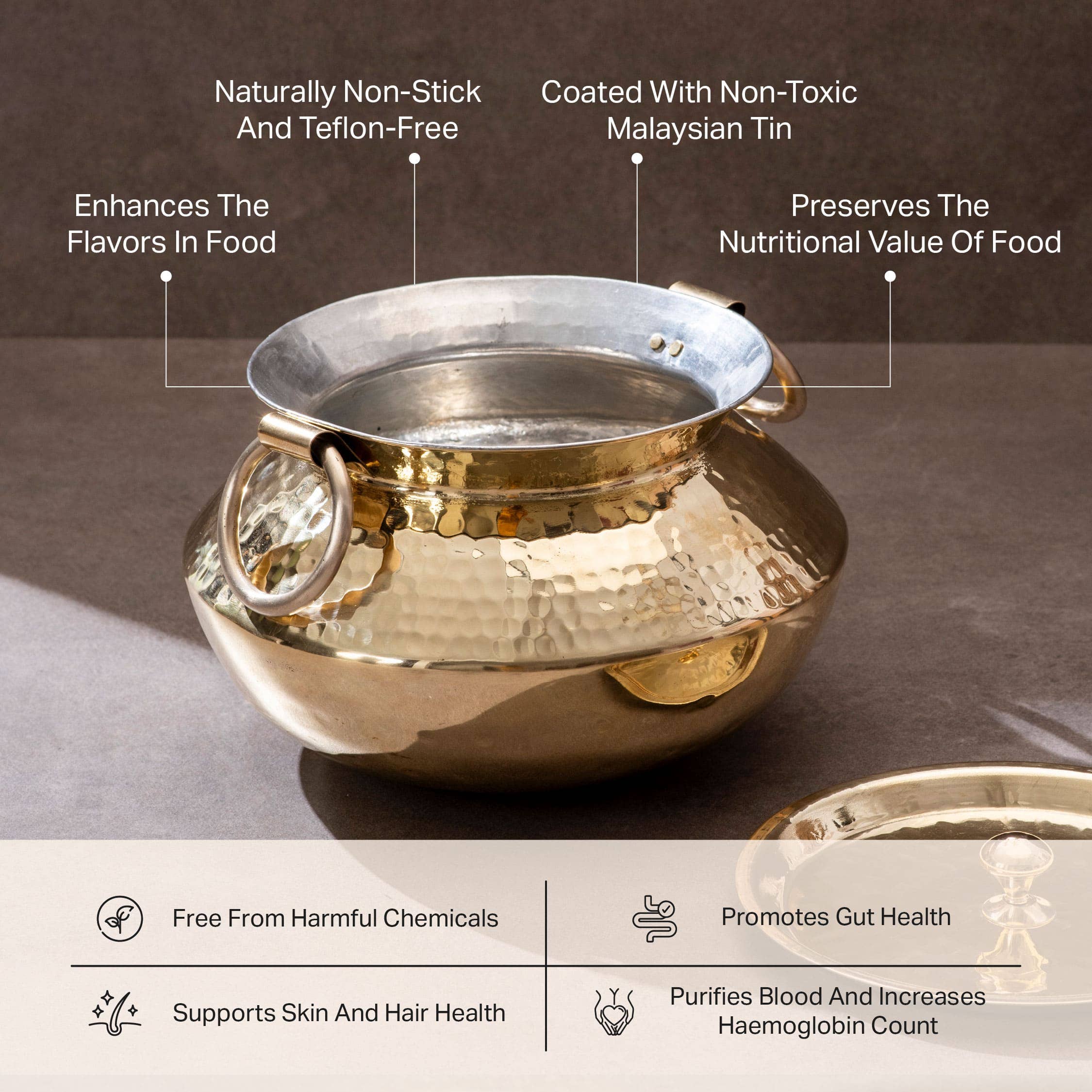 P-TAL – wholesale Cooking pot – Brass Indian Style Wok/ Brass Soup Pot2