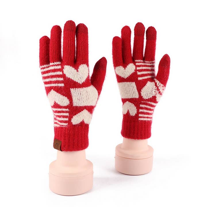 ACCITY - Wholesale Gloves - Unisex - KNITTED FLEECE PLAID TOUCH SCREEN WARM GLOVES_CWAG037124