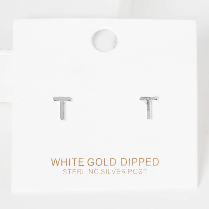 Sensibling Corp. - Wholesale Stud/Post Earrings - Gold Dipped Metal Initial Monogram Stud Earrings47