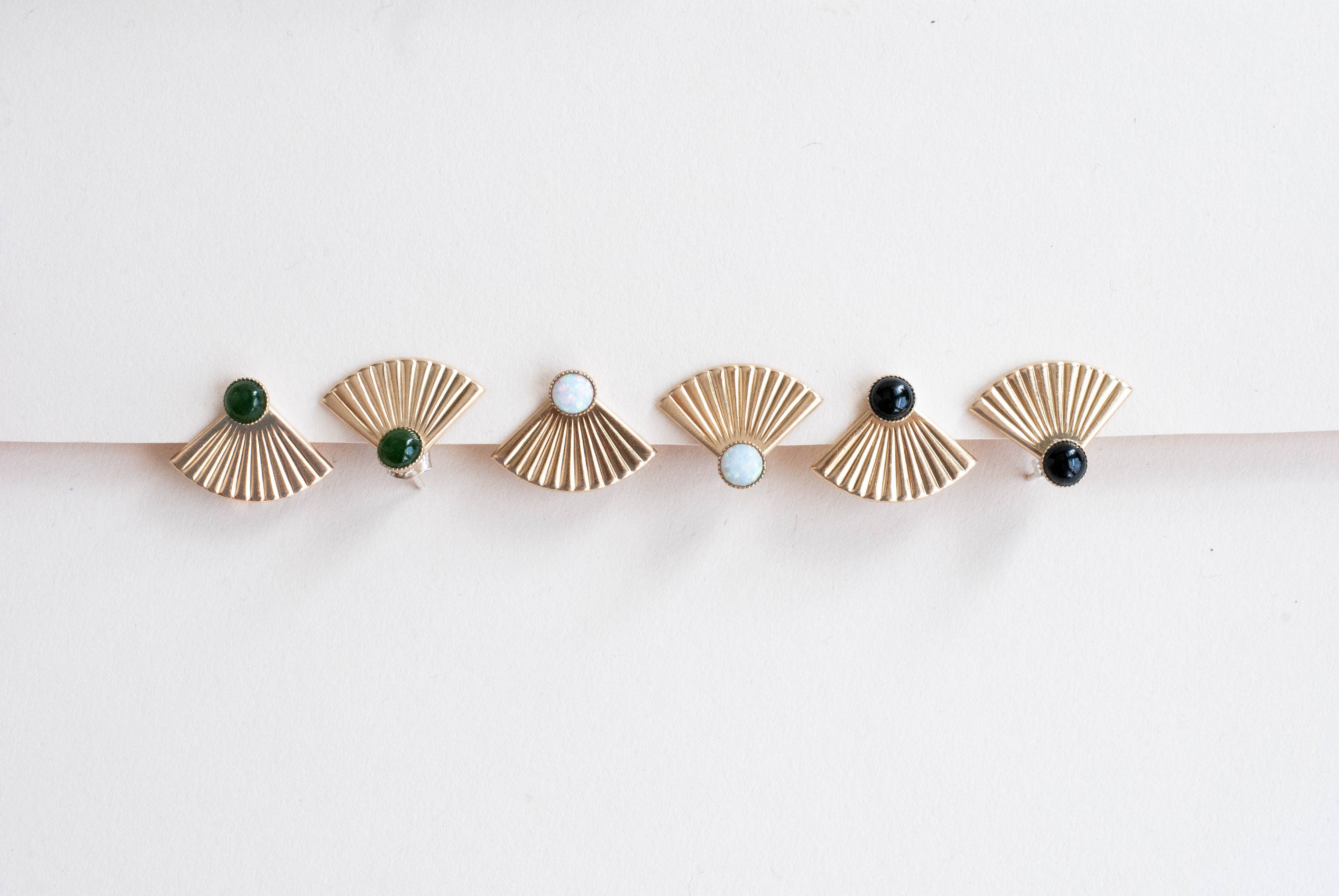 Michelle Starbuck Designs - Wholesale Stud/Post Earrings - Onyx Mini Pleat Jacket Earrings4